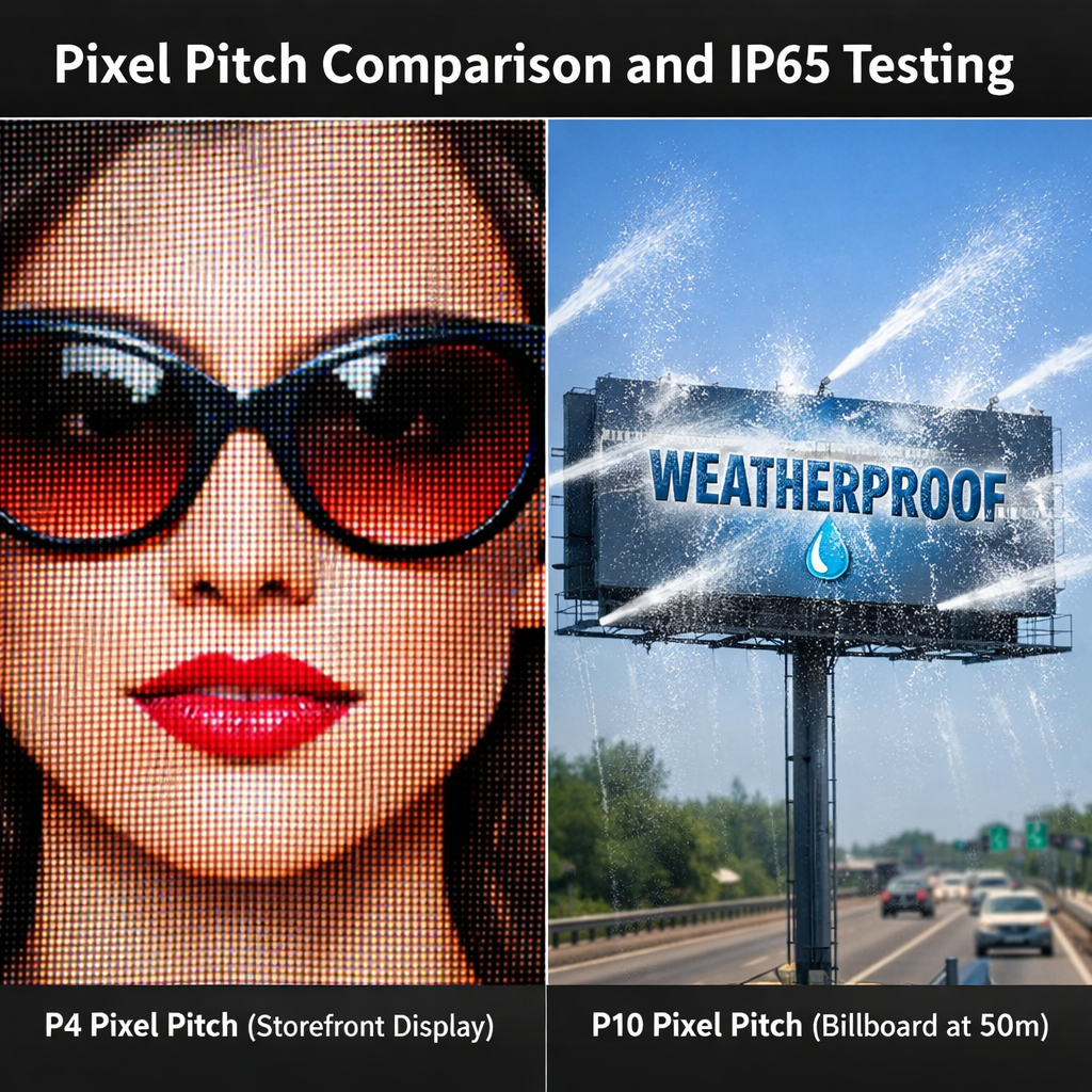 Pixel Pitch Comparison and IP65 Testing